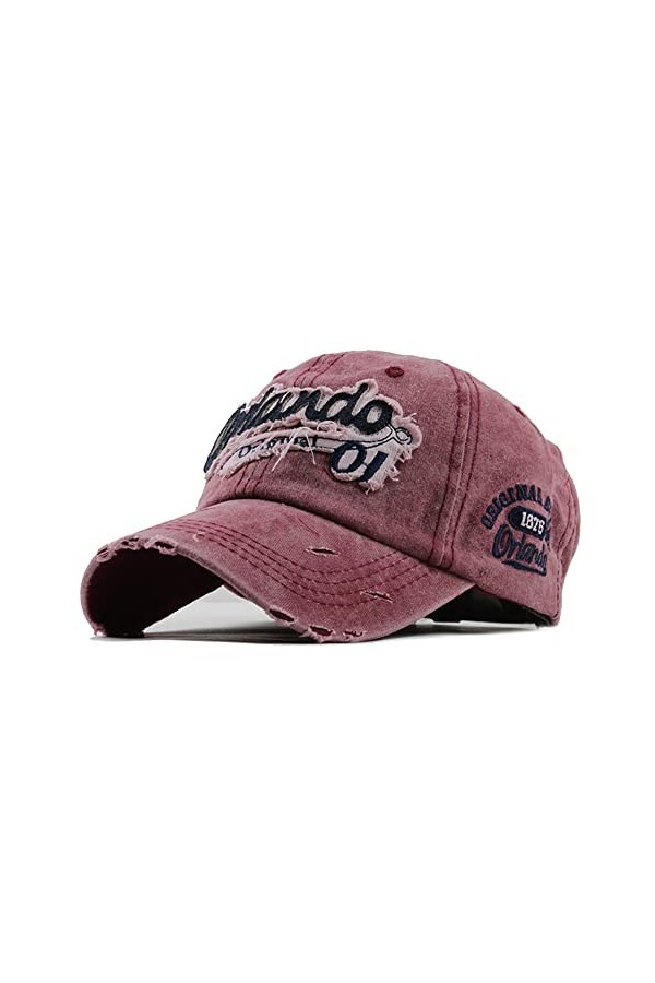 YULOONG Casquette de Baseball pour Hommes Vintage Broderie Orlando Washed Denim Casquette de Camion pour Femmes 100% Coton Bo