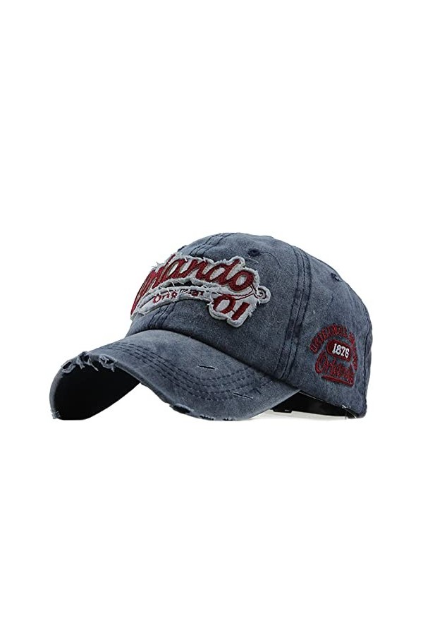YULOONG Casquette de Baseball pour Hommes Vintage Broderie Orlando Washed Denim Casquette de Camion pour Femmes 100% Coton Bo