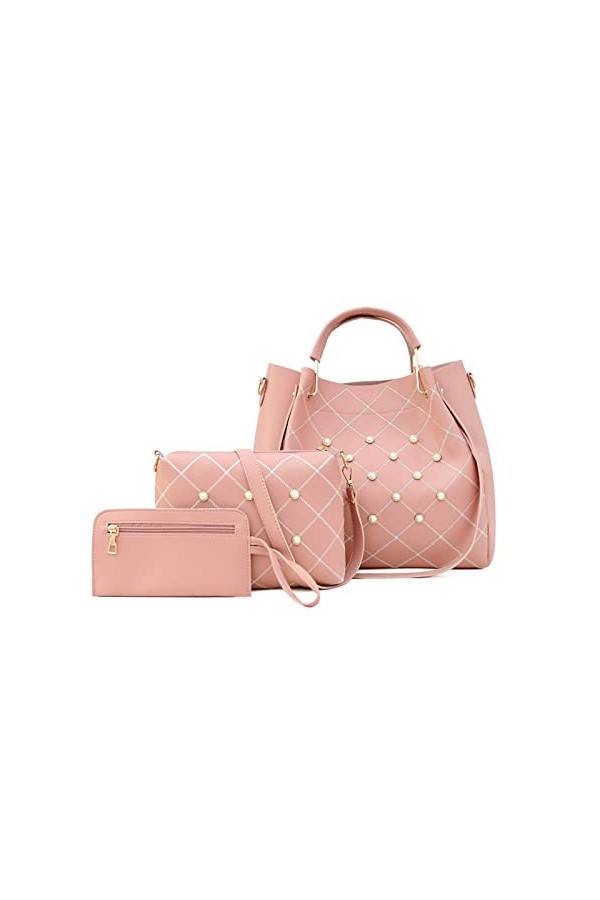 FANDARE Mode Sac Bucket Étanche Sac à Main Femme 3pcs Set Sac portés Épaule Sacs à Bandoulière PU Cuir Sac Messager pour Voya