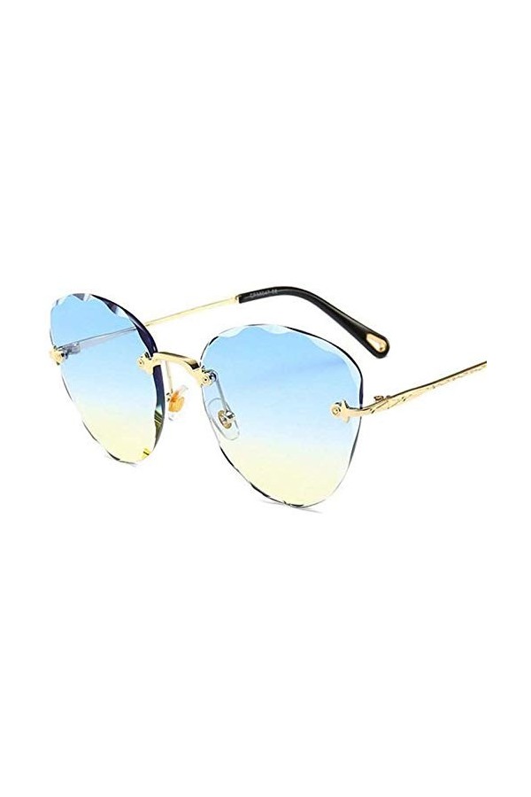 NIUASH Lunettes de Soleil polarisées Rétro Lunettes de Soleil Oeil de Chat Coupe féminine sans Cadre Lunettes de Soleil Vinta