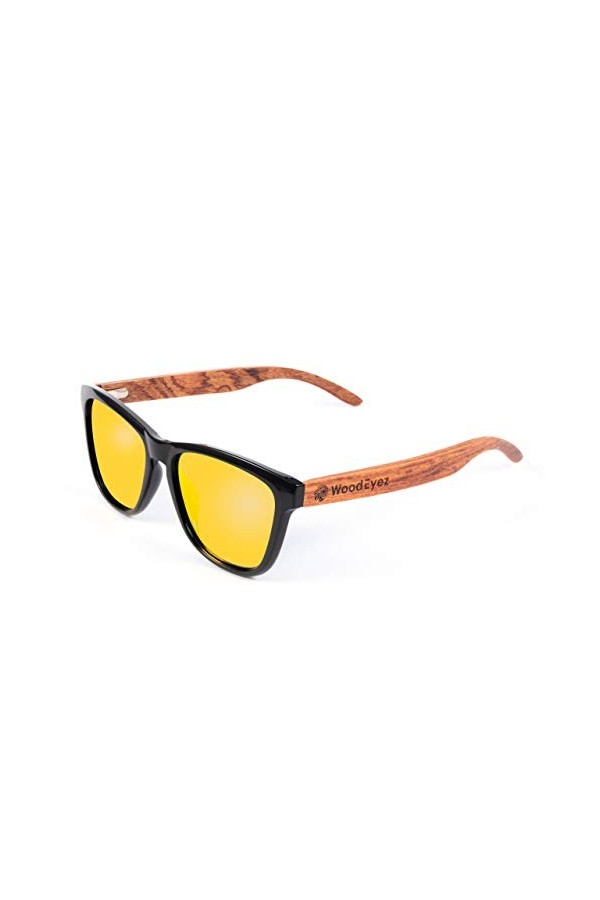 WoodEyez Lunettes de soleil en bois avec monture en bois pour homme et femme verres polarisés avec protection UV 400 catégor