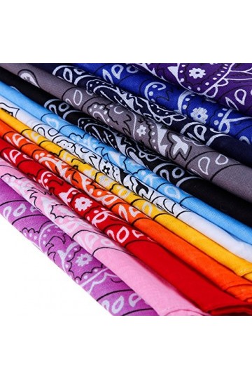 Anpro 12PCS Bandanas Foulard Coton - Bandanas Multicolores Pour les Cheveux, le Cou, la tête, Paisley Foulard Bandana Pour Ho
