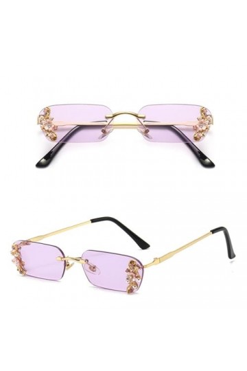 HPIRME Lunettes de soleil diamant sans monture femmes lunettes de soleil rectangulaires vintage nuances féminines lunettes ca
