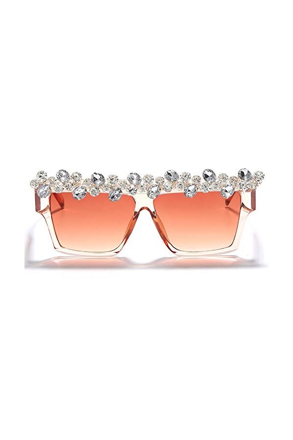 HCHES Lunettes de soleil carrées diamant femmes lunettes de soleil strass hommes lunettes de soleil punk une pièce, 6, taille