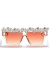 HCHES Lunettes de soleil carrées diamant femmes lunettes de soleil strass hommes lunettes de soleil punk une pièce, 6, taille
