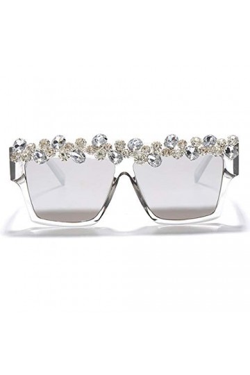 HCHES Lunettes de soleil carrées diamant femmes lunettes de soleil strass hommes lunettes de soleil punk une pièce, 7, taille