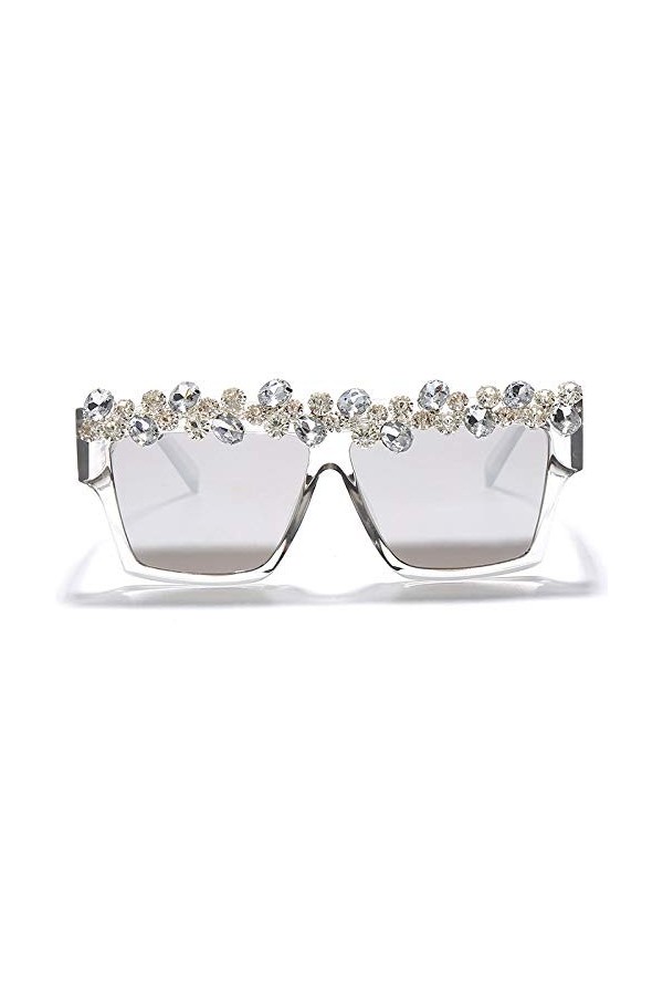 HCHES Lunettes de soleil carrées diamant femmes lunettes de soleil strass hommes lunettes de soleil punk une pièce, 7, taille