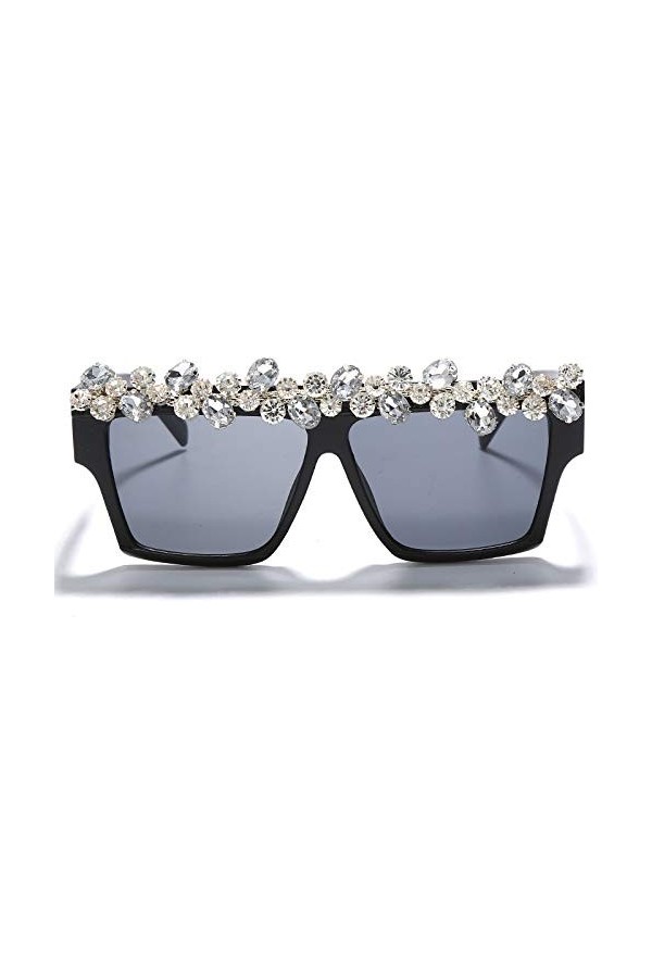 HCHES Lunettes de soleil carrées diamant femmes lunettes de soleil strass hommes lunettes de soleil punk une pièce, 4, taille