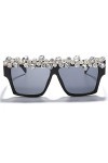 HCHES Lunettes de soleil carrées diamant femmes lunettes de soleil strass hommes lunettes de soleil punk une pièce, 4, taille