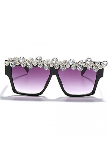 HCHES Lunettes de soleil carrées diamant femmes lunettes de soleil strass hommes lunettes de soleil punk une pièce, 2, taille