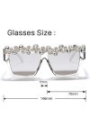 HCHES Lunettes de soleil carrées diamant femmes lunettes de soleil strass hommes lunettes de soleil punk une pièce, 3, taille