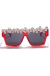 HCHES Lunettes de soleil carrées diamant femmes lunettes de soleil strass hommes lunettes de soleil punk une pièce, 1, taille