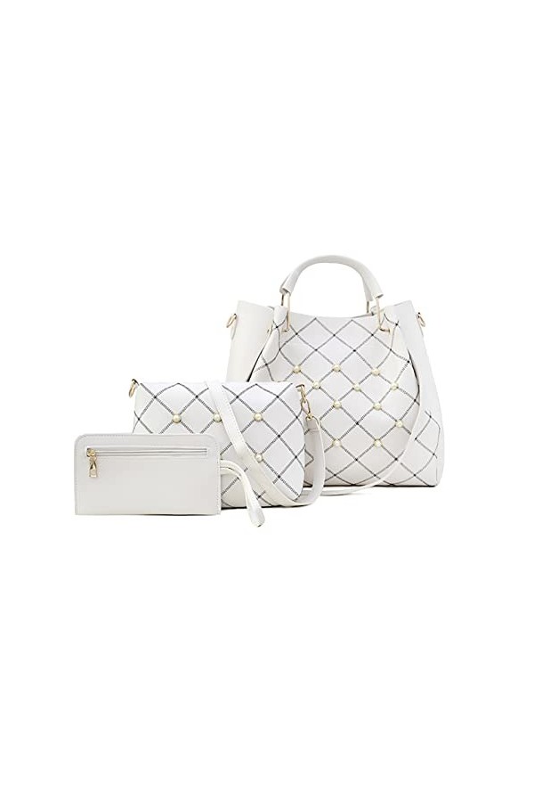 FANDARE Mode Sac Bucket Étanche Sac à Main Femme 3pcs Set Sac portés Épaule Sacs à Bandoulière PU Cuir Sac Messager pour Voya