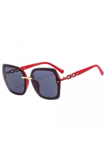 Lunettes de Soleil carrées Hommes Femmes Vintage Lunettes de Soleil sans Monture surdimensionnées pour Lunettes Femme UV400 V