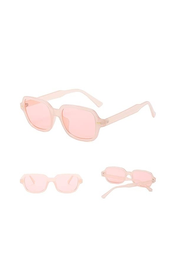 HCHES Mode unisexe carré lunettes de soleil hommes femmes mode petit cadre jaune lunettes de soleil femme rétro Rivet lunette