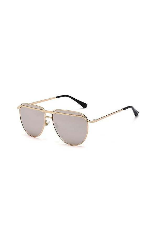 HPIRME Lunettes de soleil rétro surdimensionnées en métal femmes clair dégradé miroir nuances UV400 hommes lunettes de soleil