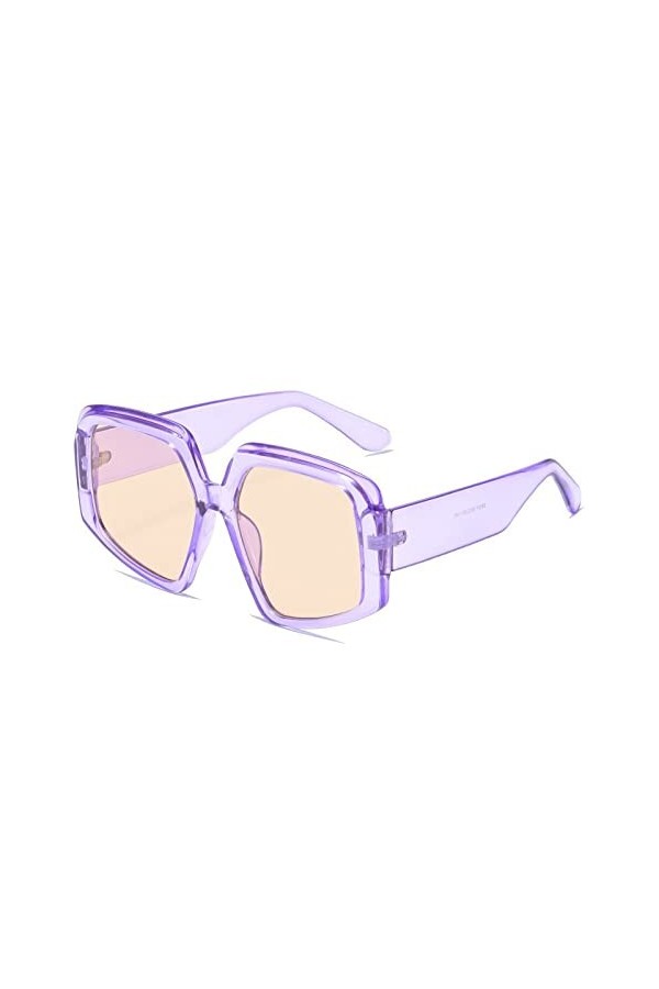 HPIRME Lunettes de soleil carrées œil de chat couleur bonbon irrégulières pour femmes lunettes de soleil bleu orange dégradé 