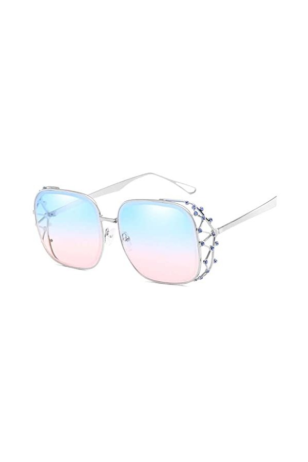 XINXIN Lunettes De Soleil for Femmes avec Décoration Creuse Et Diamant, Grandes Lunettes De Vacances en Plein Cadre Color : 