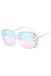 XINXIN Lunettes De Soleil for Femmes avec Décoration Creuse Et Diamant, Grandes Lunettes De Vacances en Plein Cadre Color : 