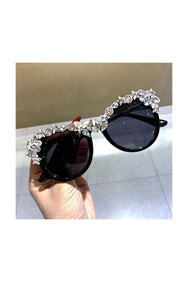 Mode Nouvelles Lunettes De Soleil De Mode Femmes Cat Eye Lunettes De Soleil Surdimensionnées Hommes Luxe Cristal Vintage Lune