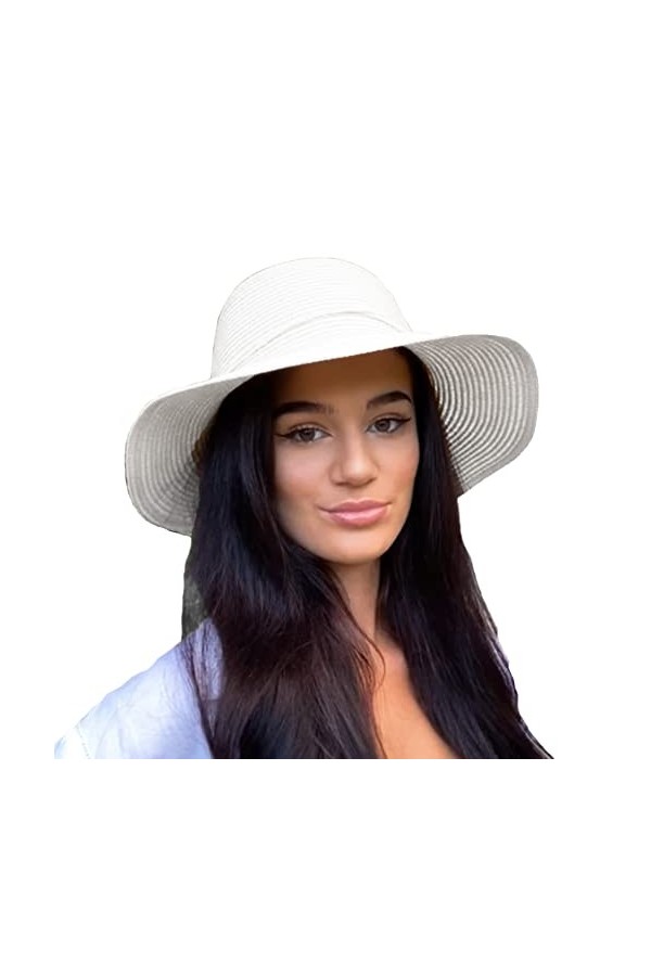 TOSKATOK Chapeau de Soleil dété Pliable pour Femme-Taille Unique-Blanc