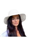TOSKATOK Chapeau de Soleil dété Pliable pour Femme-Taille Unique-Blanc