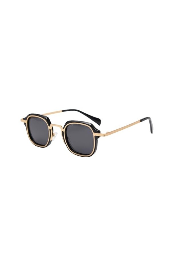 HCHES Lunettes de Soleil Vintage Femme polarisées Hommes rétro été mâle Lunettes de Soleil carrées pour Femmes Style Punk mét