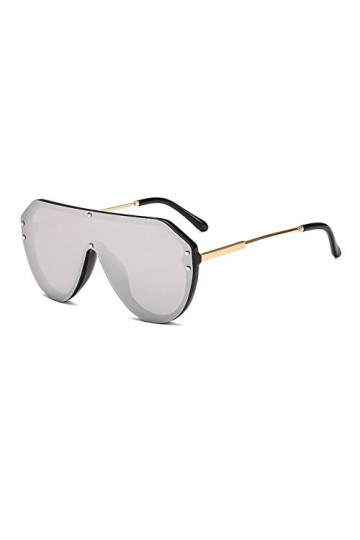 HPIRME Lunettes de soleil une pièce surdimensionnées femmes Vintage Rivet carré lunettes de soleil hommes conduite miroir nua