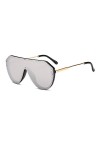 HPIRME Lunettes de soleil une pièce surdimensionnées femmes Vintage Rivet carré lunettes de soleil hommes conduite miroir nua