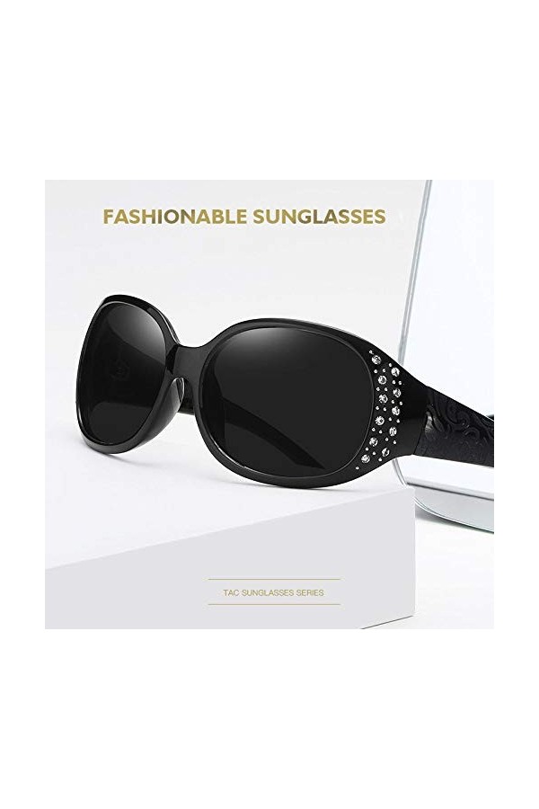 PSSYXT Lunettes de soleil Lunettes de soleil polarisées femmes dame élégant strass lunettes de soleil voyage lunettes de sole