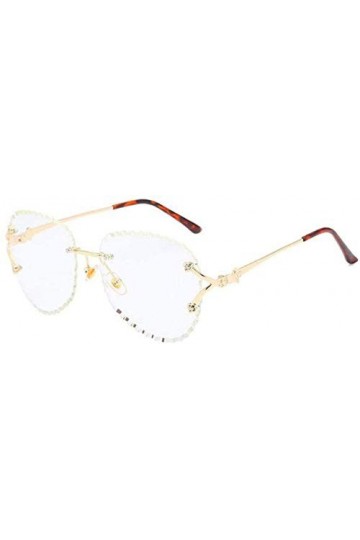 ZYIZEE Lunettes de Soleil Lunettes de Soleil sans Monture Femmes S Marques lentille Claire surdimensionné Vintage Nuances Lun