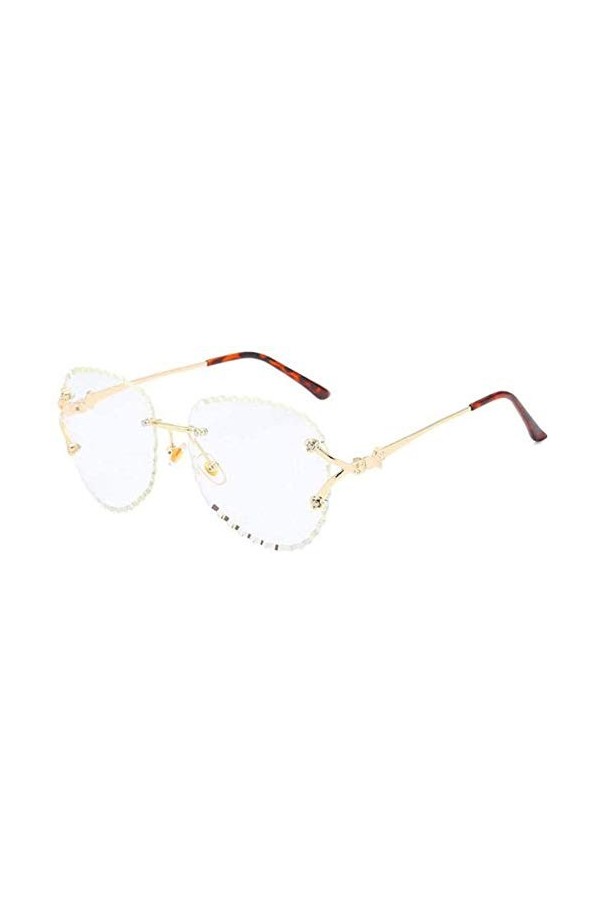 ZYIZEE Lunettes de Soleil Lunettes de Soleil sans Monture Femmes S Marques lentille Claire surdimensionné Vintage Nuances Lun