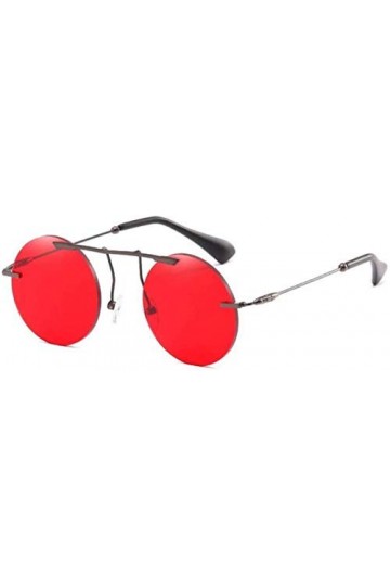 ZYIZEE Lunettes de Soleil Lunettes de Soleil sans Monture Femmes Lunettes de Soleil à la Mode Lunettes de Soleil Rondes Rouge