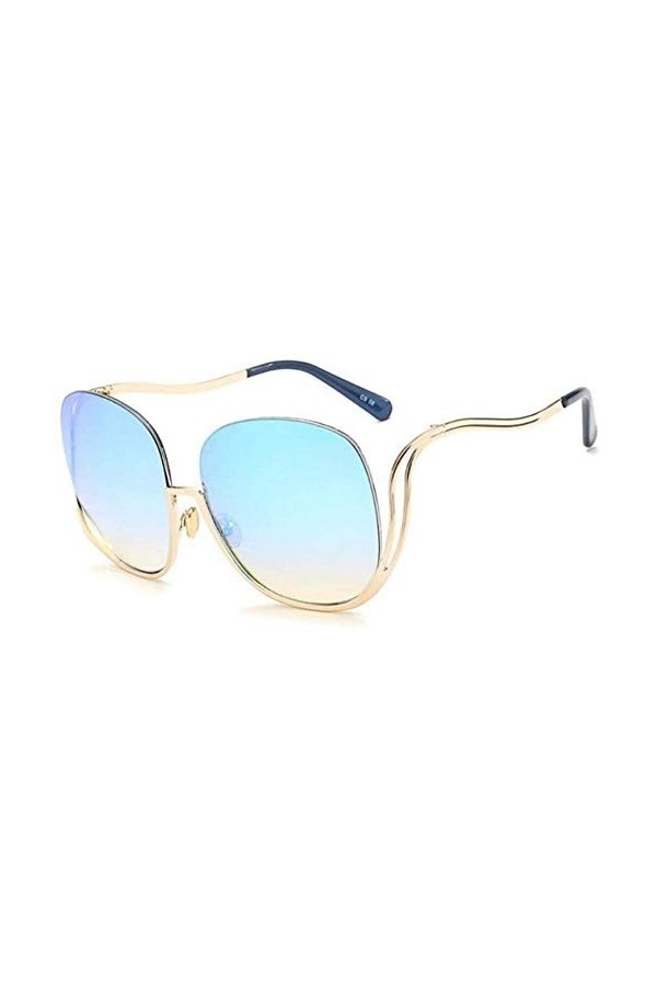 NIUASH Lunettes de Soleil polarisées Lunettes de Soleil carrées à la Mode Femmes Demi-Monture surdimensionnée Lunettes de Sol