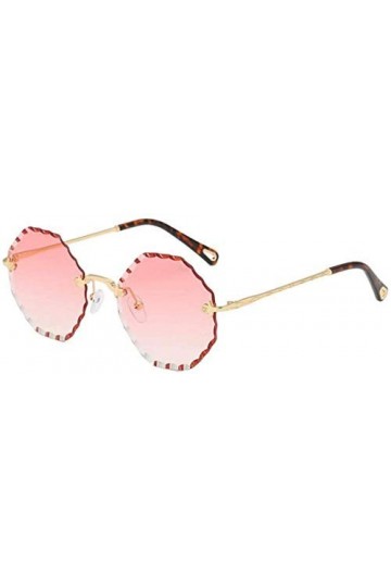 ZYIZEE Lunettes de Soleil Street Style Transparent Rouge Glasse Lunettes De Soleil sans Monture Femmes Lunettes De Mode Rose 