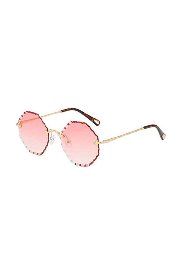 ZYIZEE Lunettes de Soleil Street Style Transparent Rouge Glasse Lunettes De Soleil sans Monture Femmes Lunettes De Mode Rose 