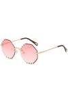 ZYIZEE Lunettes de Soleil Street Style Transparent Rouge Glasse Lunettes De Soleil sans Monture Femmes Lunettes De Mode Rose 