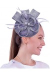 Coolwife Fascinators Sinamay Chapeau Womens Feather Pillbox Derby Tea Party Hat Blanc 