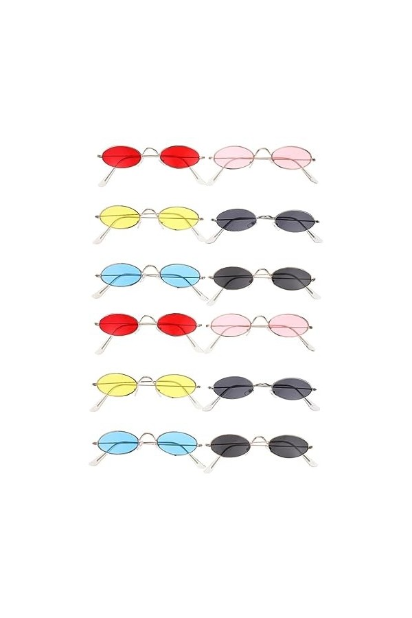 GALPADA 12 Paires Lunettes De Soleil Ovales Lunettes De Soleil à Monture Ronde Lunettes De Soleil à Monture Brillante Lunette