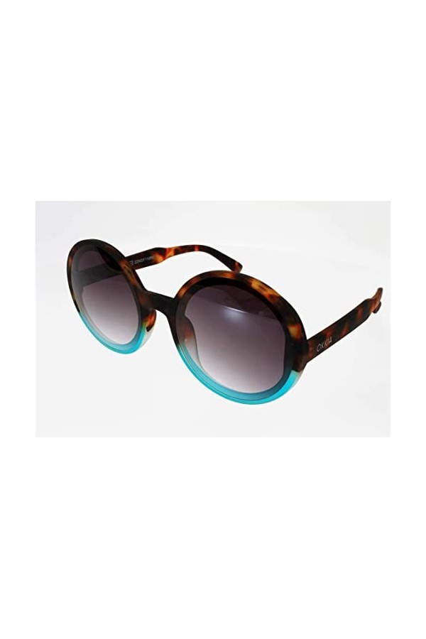 Okkia - Lunettes de soleil femme OKKIA SUN Modèle 014 Monica Havane Bleu de forme Ronde rétro tendance dessinée en Italie