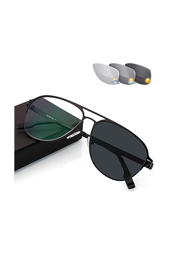 Eyetary Lunettes de lecture avec transition Photochromique, lentille bifocale en asphérique Lunettes de soleil aviateur lecte