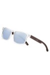 Barcur Lunettes de Soleil hommes Polarisées Design Bois Protection uv400, argenté