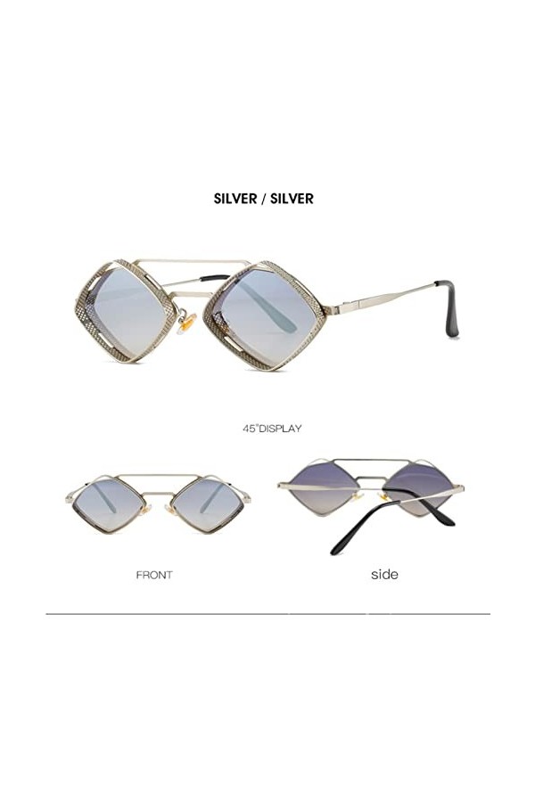 Nouveau Métal Steampunk Lunettes De Soleil Rétro Hommes Femmes Découpe Cadre Rectangulaire Lunettes De Soleil Color:b 