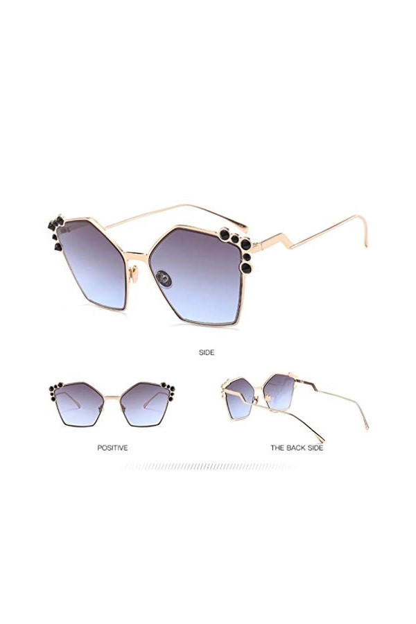 NIUASH Lunettes de Soleil polarisées Lunettes de Soleil irrégulières Femmes Cadre de Lunettes de Soleil Miroir carré Cateye F