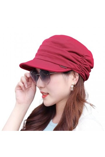 CHENGZI Béret Cloche en coton pour femme Newsboy Cabbie - Rouge - Taille Unique