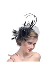 YJZQ Voile Mariage Femme Coiffure Chapeau Mariage Bibi mariage Chapeau Fleur Broche Béret à Pince avec Plume Décoré Accessoir