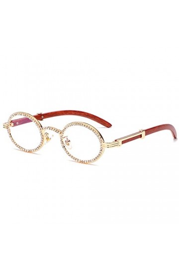 HCHES Lunettes de soleil dames strass rondes vintage uv400 petit cadre lunettes ovales femme été, verres transparents, taille