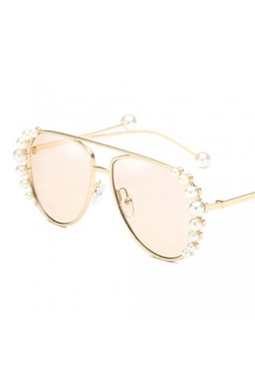 NIUASH Lunettes de Soleil polarisées Lunettes de Soleil Oculos De Sol Vintage Femmes Lunettes de Soleil Perle Décoration Meta