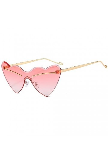 HPIRME Lunettes de soleil rétro One Piece sans monture pour femmes Lunettes de soleil dégradées en forme de cœur en métal UV4