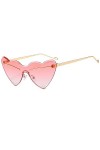 HPIRME Lunettes de soleil rétro One Piece sans monture pour femmes Lunettes de soleil dégradées en forme de cœur en métal UV4